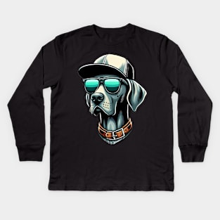 Funny Weimaraner with Sunglasses Kids Long Sleeve T-Shirt